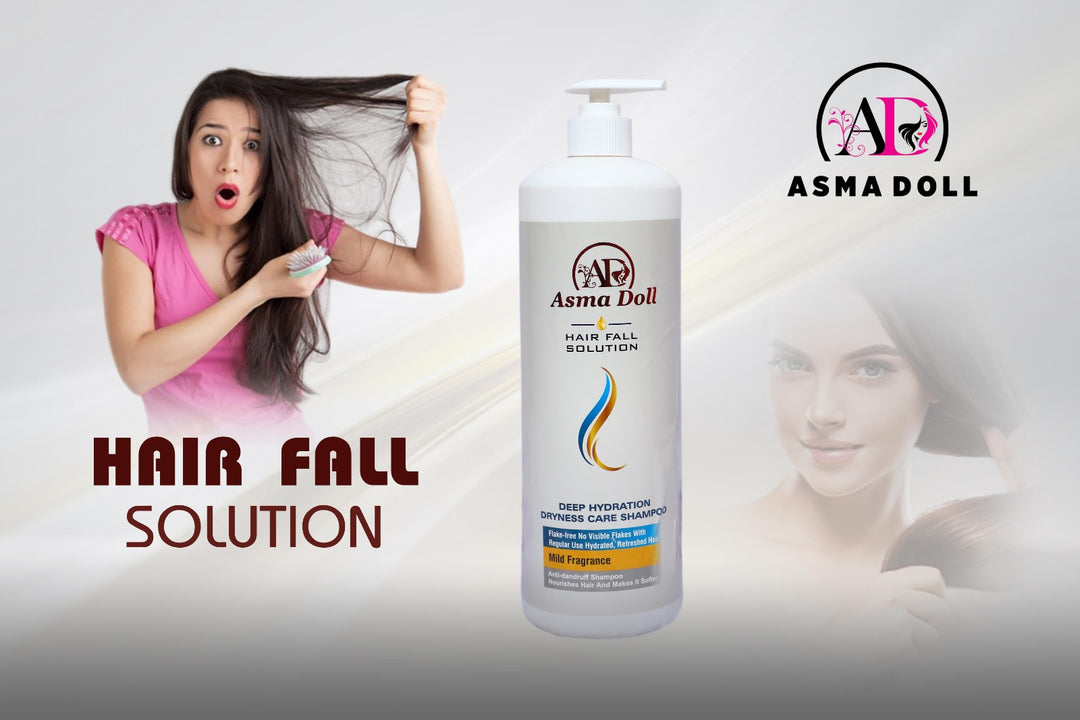 Asma Doll Hair Fall Solution anti-dandruff shampoo bottle for hair care.