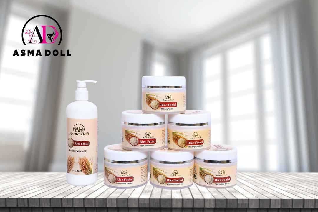Asma Doll Rice Facial Kit skin care product set with developer.
